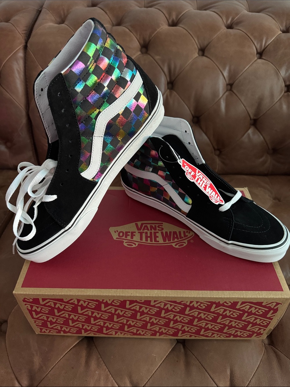 NWT 2019 Vans Iridescent Check Sk8-Hi